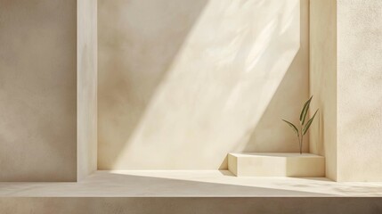 Minimalist Interior with Natural Light and Green Plant Element