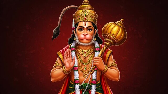 inidan god Shree Hanuman Jayanti" Happy Hanuman Jayanti" festival of India with lord Hanuman animation 