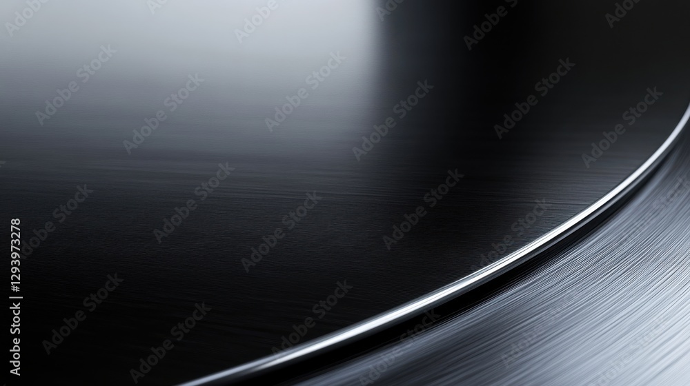 Poster smooth black surface with subtle curves and reflections in light