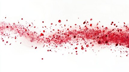Abstract Red Splash with Droplets on White Background for Art