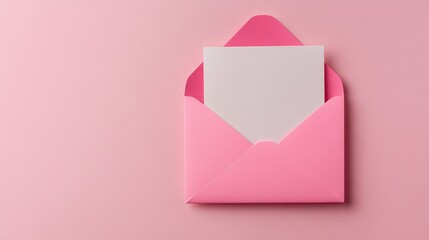 Elegant Pink Envelope with Blank White Paper - Simple and Stylish Design