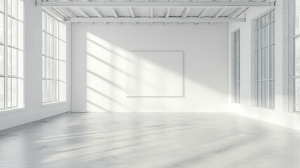 Obraz premium Bright Minimalist Art Studio with Large Windows and Open Space