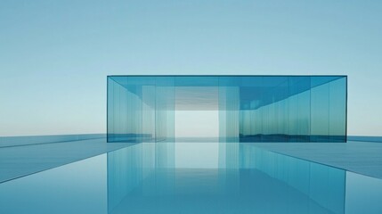 Modern Minimalist Architecture with Glass and Water Reflections