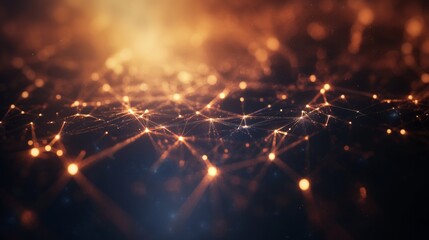 Glowing interconnected network of nodes and lines symbolizing open-source collaboration, abstract digital patterns in the background. Technology and innovation concepts.	