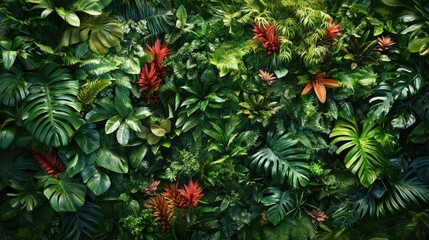 Obraz premium A bird's-eye view of a dense New Zealand rainforests, with native birds darting through the canopy.