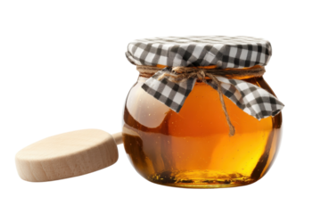 Sweet Jar of Homemade Jam with a Gingerbread Pattern: Isolated on Transparent Background