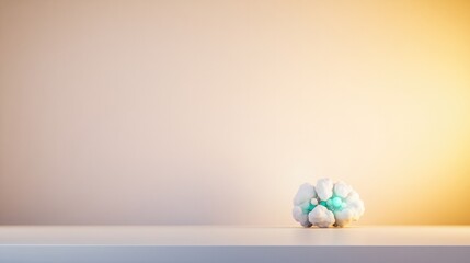 Soft light illuminates delicate brain sculpture resting on minim