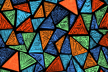 Vibrant Tribal Geometric Triangle Pattern