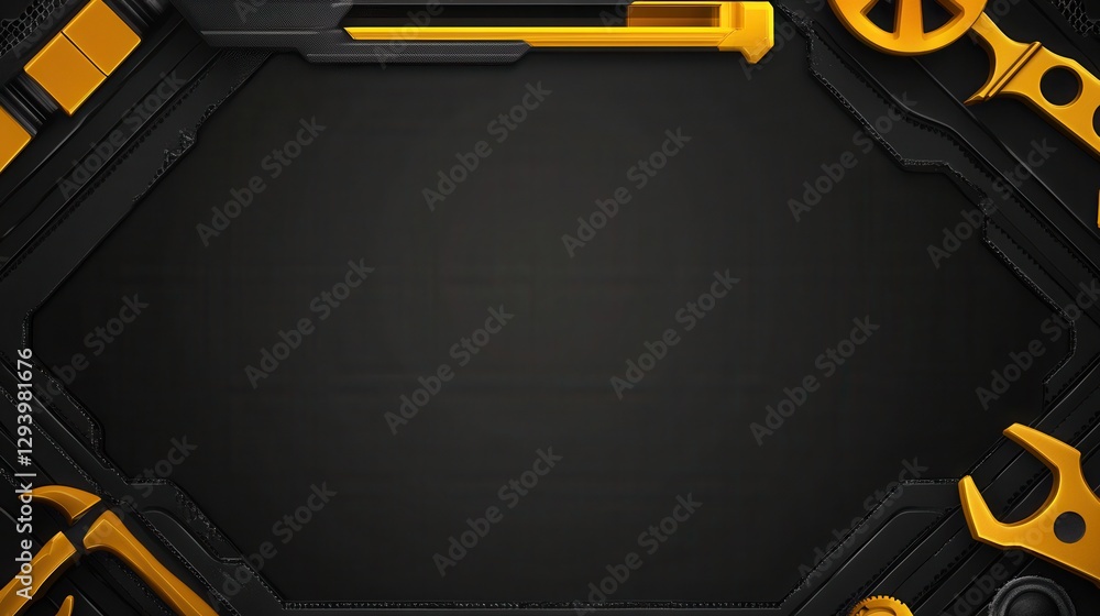 Poster black and yellow tool background with space for text or images