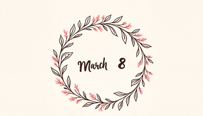 Fototapeta premium Intricate floral greeting for March 8 on soft paper background, celebration