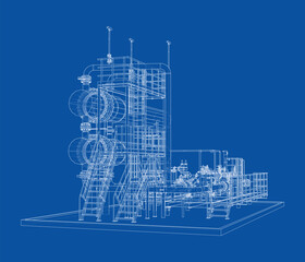 Petroleum heater exchanger. Vector rendering of 3d