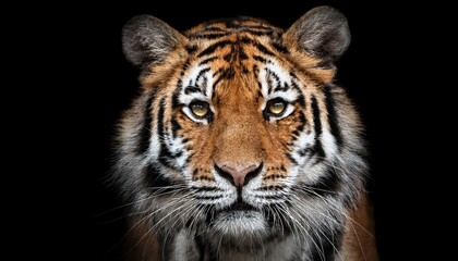 Striking BlackBackdrop Tiger, Majestic Feline Against a Minimalist Backdrop, Capturing Power and Grace with Energetic Vigor.