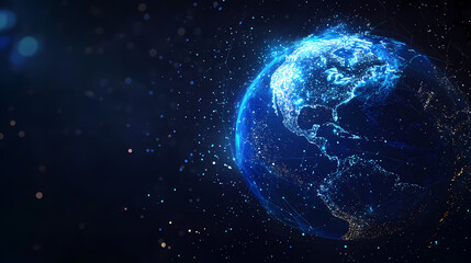 Obraz premium Earth Surrounded by Blue and White Light Spots