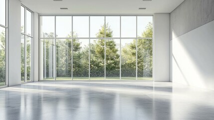 Obraz premium Bright and Spacious Modern Interior with Large Glass Windows