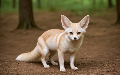 Charming Fennec Fox Roaming Through the Serene Forest Landscape