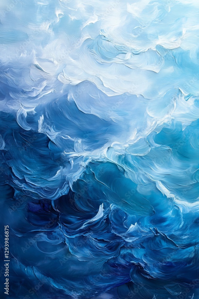 Poster dynamic blue waves create an abstract ocean.