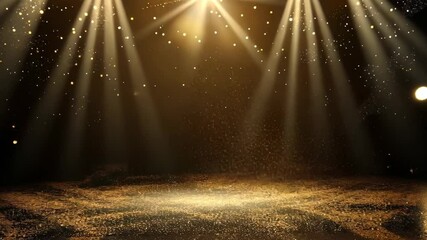Golden Stage: A breathtaking stage illuminated by golden spotlights and particles. perfect for showcasing products or performances