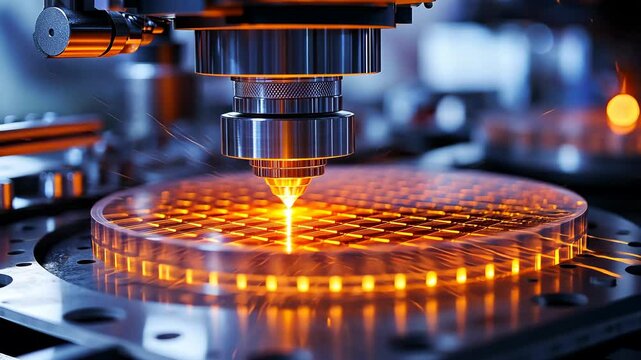 Gas encapsulation using laser welding of a glass wafer with an array of checkerboard patterns.