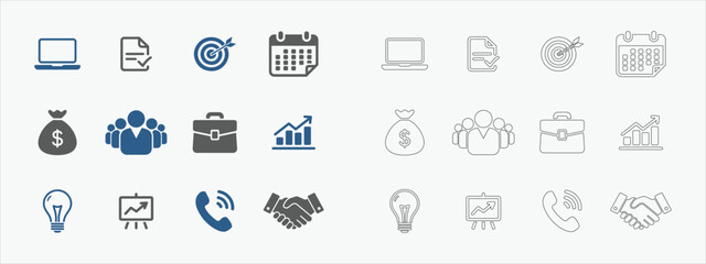 Fototapeta premium Business Icons Set. Editable vector icon. Perfect for web and app interfaces, presentations, info graphics, etc. 