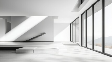 Obraz premium Modern Minimalist Interior with Abundant Natural Light and Space