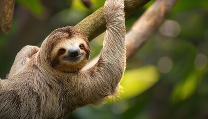 UpsideDown Adventure Tree Sloth Defying Gravity in a Lush Tropical Rainforest Canopy, Capturing the Awe and Wonder of Natures Playful Mysteries.