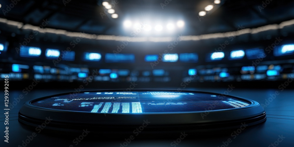 Aufkleber a futuristic control panel is illuminated under bright stadium lights, creating a high-tech atmosphe