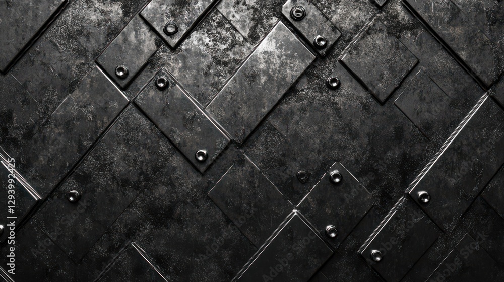 Poster dark metallic textured background with geometric pattern design