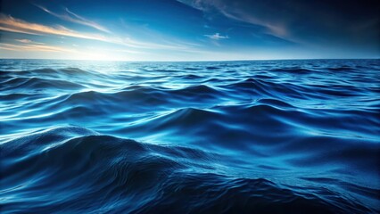 Obraz premium Oceanic Landscape with Dark Shaded Waves and Blue Ripples, dark background