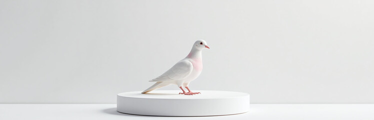 Obraz premium Elegant Podium Featuring A Pastel Colored Easter Dove, White Background High Detail, Realistic Shading