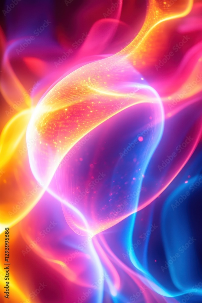 Poster luminous wave of vibrant colors in abstract motion with a dynamic flow and a captivating energy crea