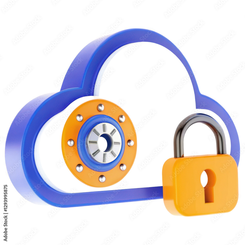 Aufkleber Digital cloud with a padlock symbolizing security and data protection.