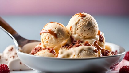 Delicious Ice Cream with Caramel Drizzle