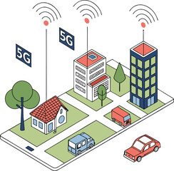 5G technology and smart city concept with connected devices