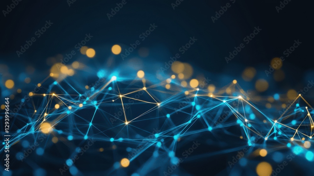 Poster abstract connection of lights and lines in digital space visuals