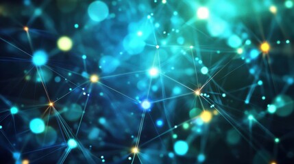 Obraz premium Abstract Colorful Bokeh Background with Connecting Points and Lines
