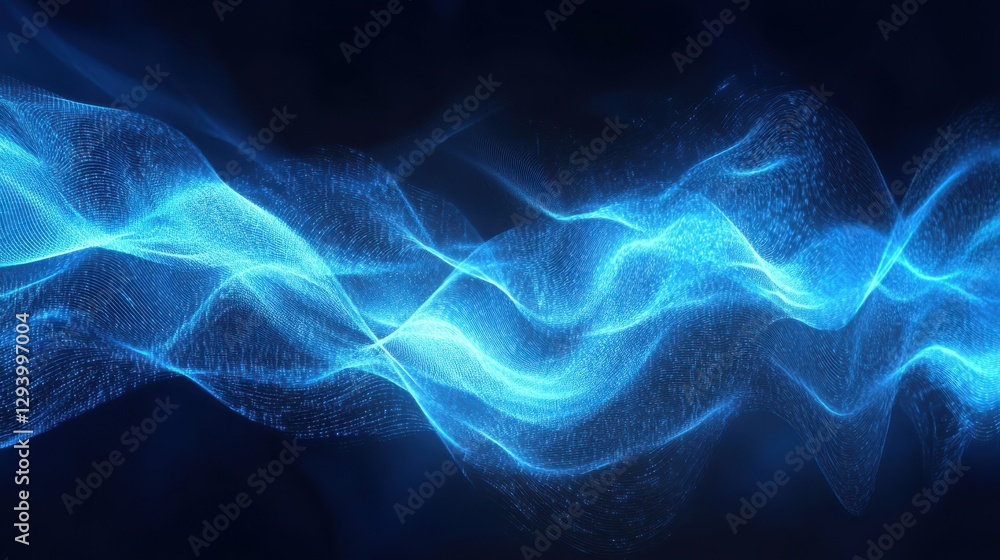 Poster abstract blue wave pattern on dark background for creative design
