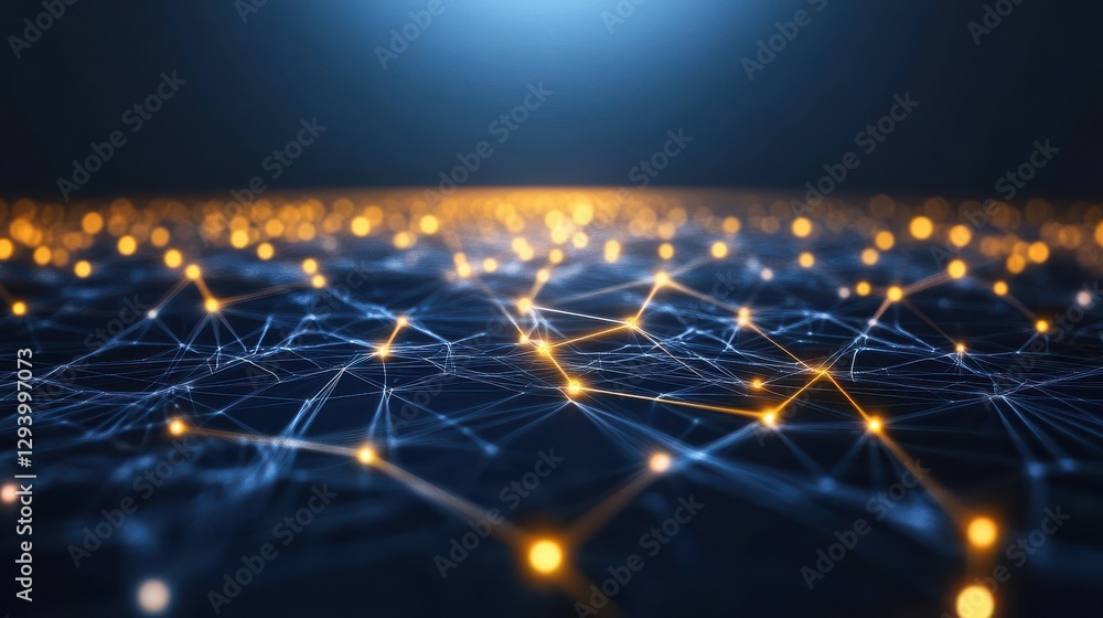Aufkleber abstract digital network background with glowing light node connections