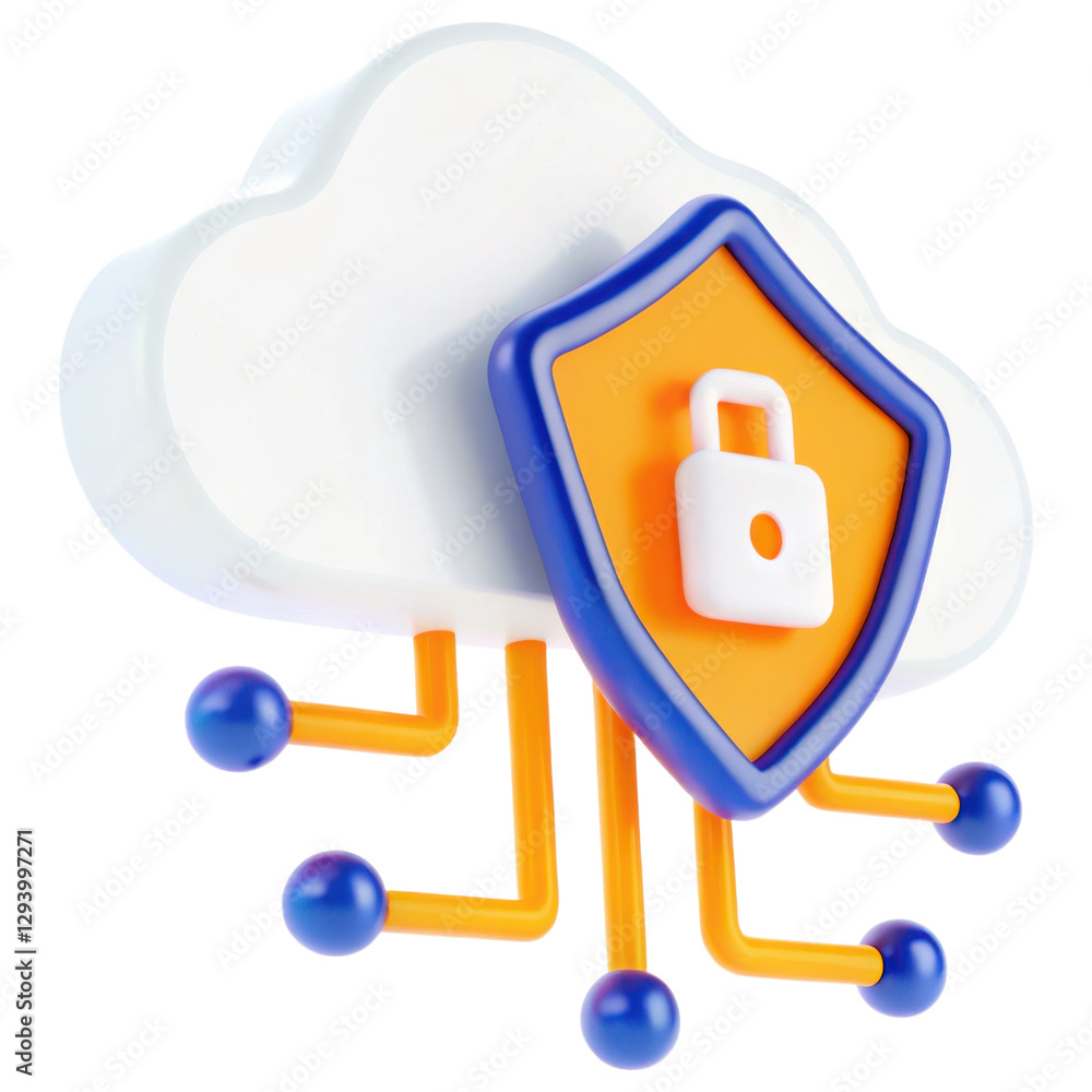 Fototapete cloud with a security shield symbolizing digital protection and data safety.