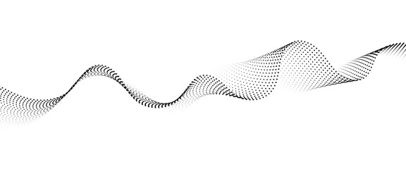 Flowing Dot Wave halftone gradient pattern on transparent background	
