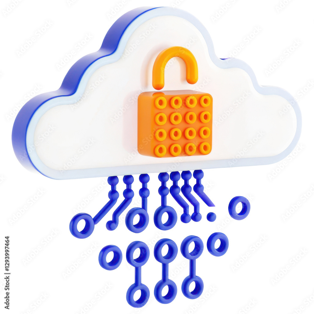 Aufkleber cloud with a padlock symbolizes digital security and data protection.
