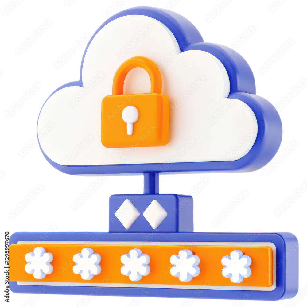 Fototapete cloud storage with a padlock symbolizing security and data protection.