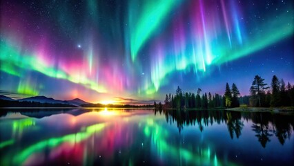 Aurora Borealis Night Sky Display, cosmic display, celestial display