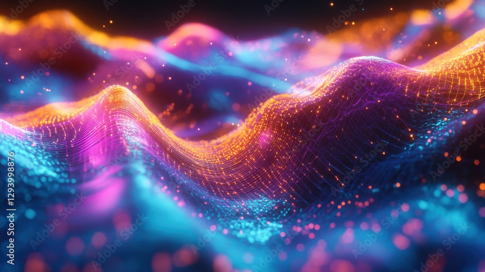Poster abstract colorful wave patterns of light and energy flowing together