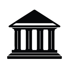 Distinct bank building silhouette featuring white background and clear vector style