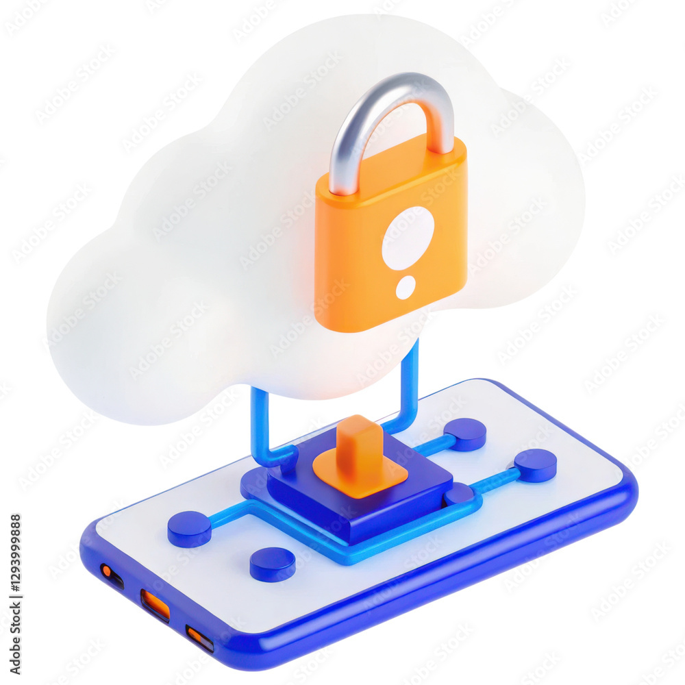 Aufkleber cloud storage concept with a lock symbol on a smartphone, representing data security.