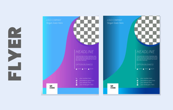 Modern flyer design template.Graphic design layout with  shapes and space for photo background.