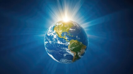 Fototapeta premium Conceptual illustration of a solar-powered Earth, radiating clean energy.