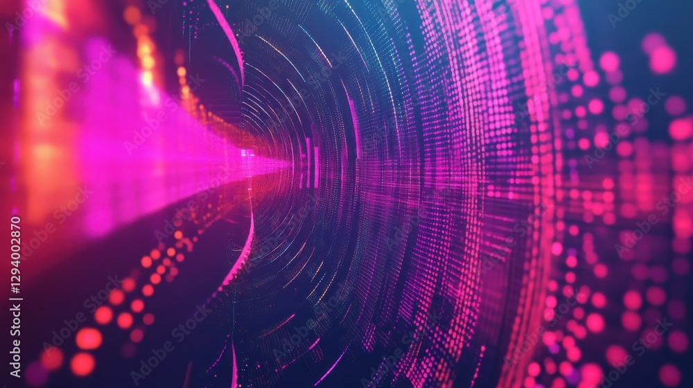 Poster colorful abstract digital tunnel with dynamic light patterns