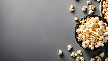 Popcorn in a Bowl on Gray Background