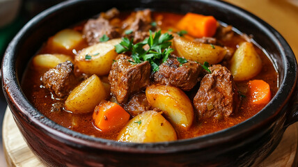 food, meat, beef, stew, vegetable, meal, soup, dinner, cuisine, dish, carrot, vegetables, bowl, healthy, cooking, pork, lunch, tomato, potato, onion, gourmet, goulash, potatoes, fried, traditional